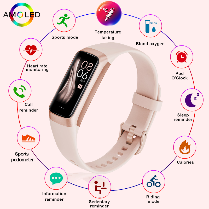 Health Wellness Bracelet - Foxbox IP67นาฬิกาข้อมือผู้หญิงผู้ชายแฟชั่นสมาร์ทวอท์ช, สายรัดข้อมืออัจฉริยะวัดอุณหภูมิร่างกายกันน้ำนาฬิกาสายรัดข้อมือฟิตเนสกีฬา