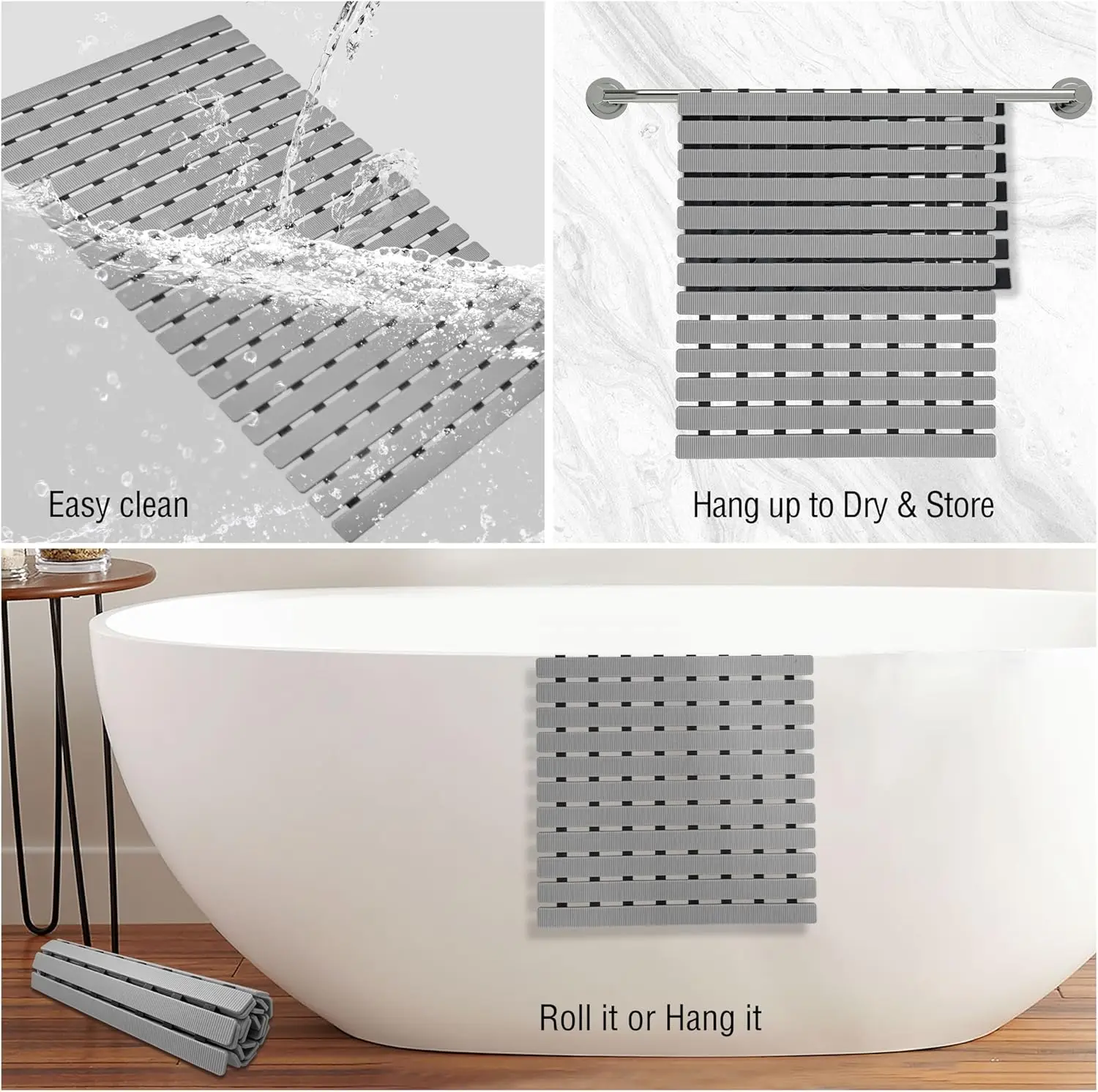 แผ่นรองอาบน้ำกันลื่น 1 ชิ้น, แ - Bamboo Bath Mat บทวิจารณ์และราคา